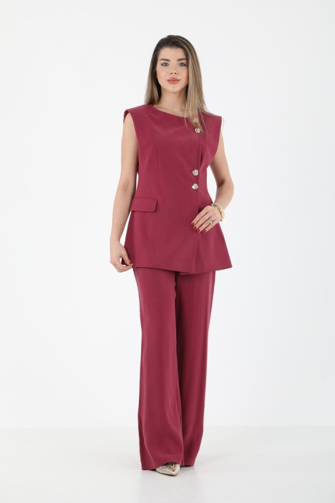 GOLD DETAYLI TENCEL TAKIM EL-2600 Bordo